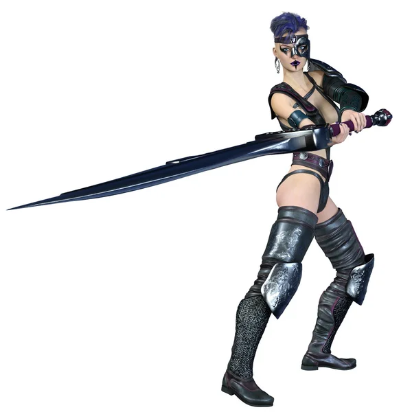 3D illustration av en kvinnlig krigare — Stockfoto