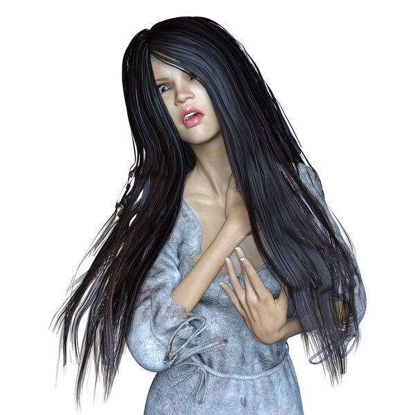 3D иллюстрация странной молодой женщины
