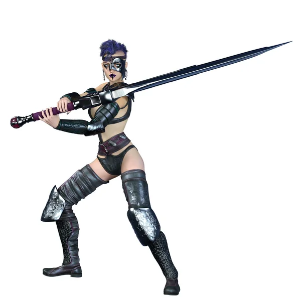 3D illustration av en kvinnlig krigare — Stockfoto