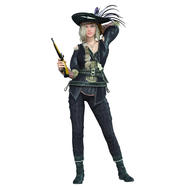 3D ilustracja kobiece piratów — Zdjęcie stockowe