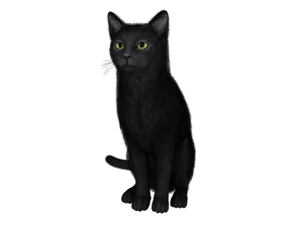 Ilustración 3D de un gato negro — Foto de Stock