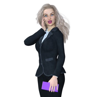 Genç bir kadının 3D çizimi