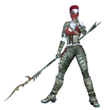 bir kadın savaşçı 3D çizimi