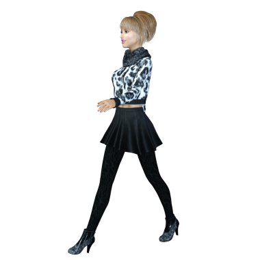 Genç bir kadının 3D çizimi