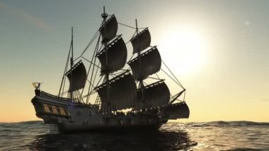 bir yelkenli tekne 3D çizimi