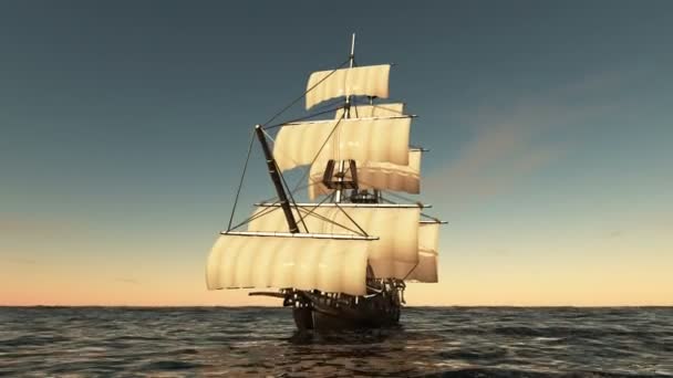 3D illustration of a sailing boat — Stock Video