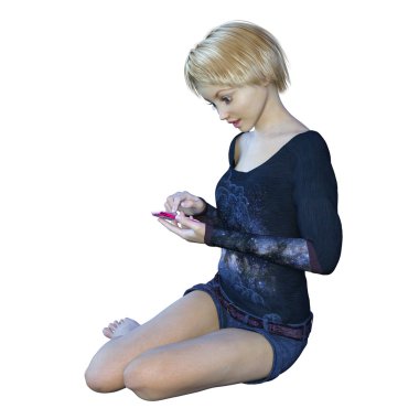 Genç bir kadının 3D çizimi