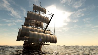 bir yelkenli tekne 3D çizimi