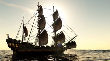 bir yelkenli tekne 3D çizimi