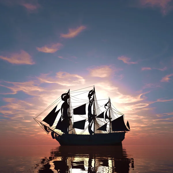 Ilustração 3D de um barco à vela — Fotografia de Stock