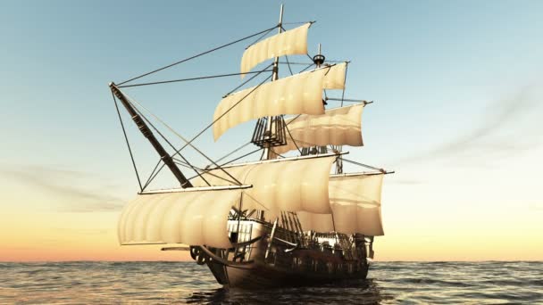 Ilustración 3D de un velero — Vídeo de stock