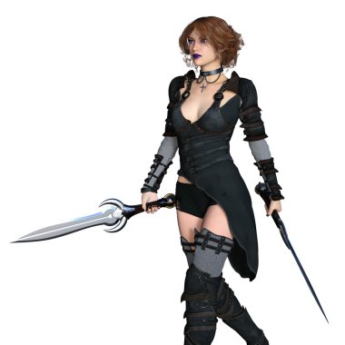 kadın şövalye 3D çizimi