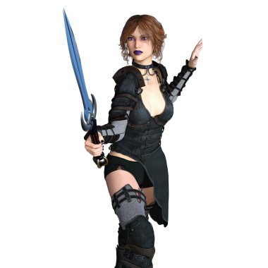 kadın şövalye 3D çizimi