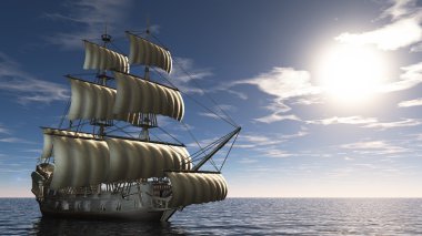 bir yelkenli tekne 3D çizimi