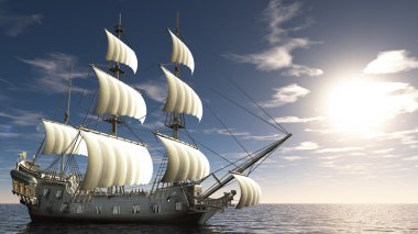 bir yelkenli tekne 3D çizimi