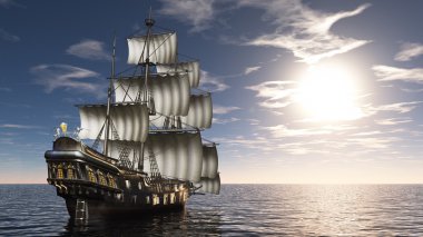 bir yelkenli tekne 3D çizimi