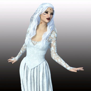 dişi bir vampir 3D çizimi