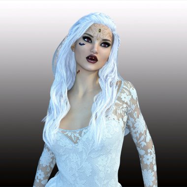 dişi bir vampir 3D çizimi