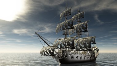 bir yelkenli tekne 3D çizimi