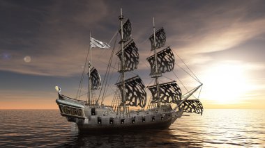 bir yelkenli tekne 3D çizimi