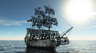 bir yelkenli tekne 3D çizimi