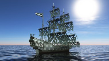 bir yelkenli tekne 3D çizimi