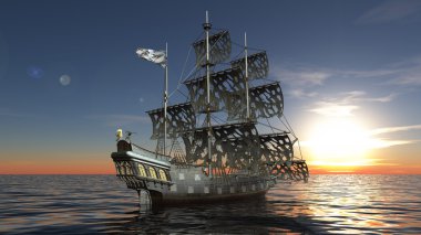 bir yelkenli tekne 3D çizimi