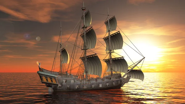 Ilustração 3D de um barco à vela — Fotografia de Stock