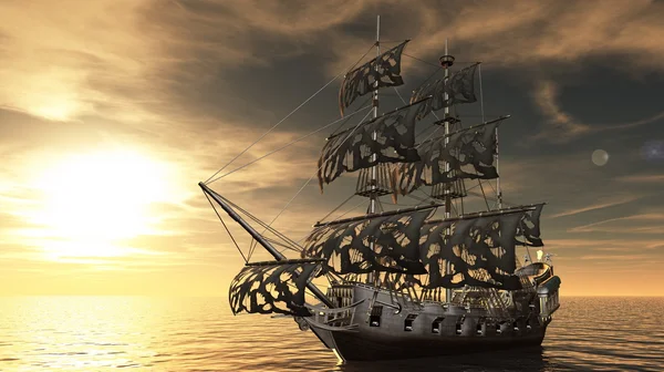 Bir yelkenli tekne 3D çizimi — Stok fotoğraf