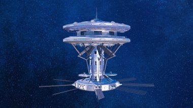 Uzay İstasyonu 3D çizimi