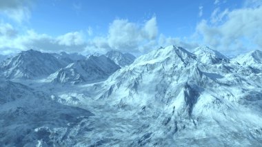 karlı dağlar 3D çizimi