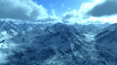 karlı dağlar 3D çizimi