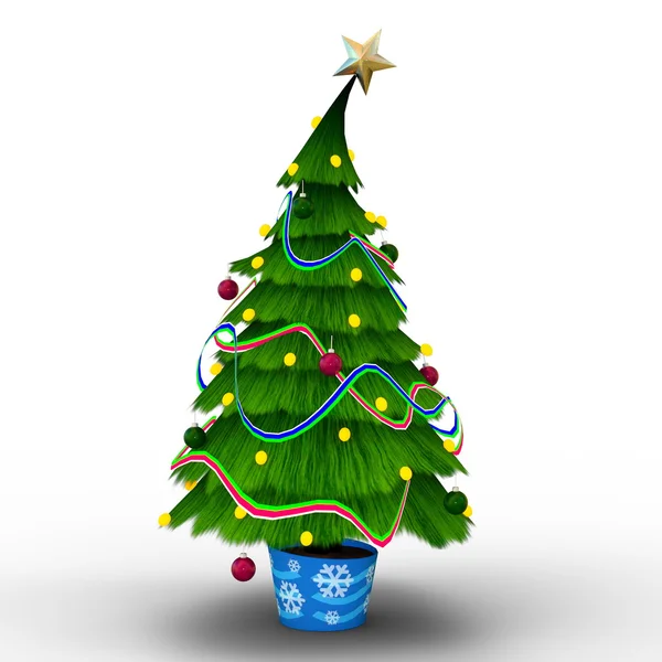 一棵圣诞树的 3d 插图 — 图库照片