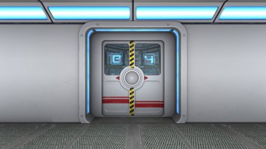 Kontrol odasının kapısını 3D çizimi