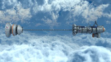 insan yapımı bir uydu 3d cg render