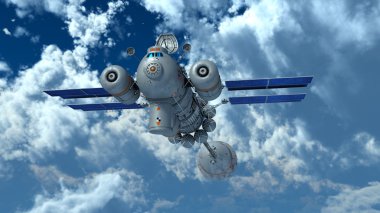 insan yapımı bir uydu 3d cg render