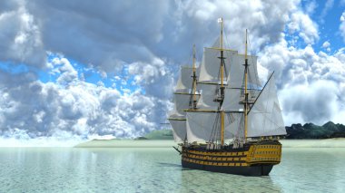 bir yelkenli tekne 3d cg render