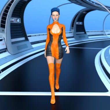 genç kadının 3d cg işleme