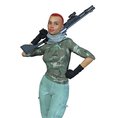bir kadın savaşçı 3d cg render