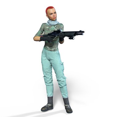 bir kadın savaşçı 3d cg render