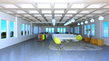 3d cg işleme ofis alanı