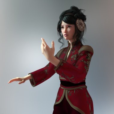 3d cg işleme bir Kung-fu kız