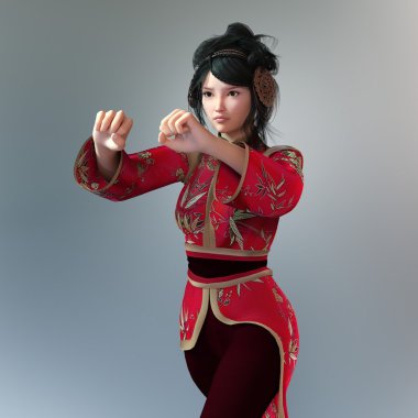 3d cg işleme bir Kung-fu kız
