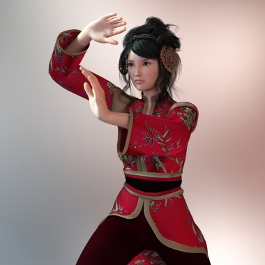 3d cg işleme bir Kung-fu kız