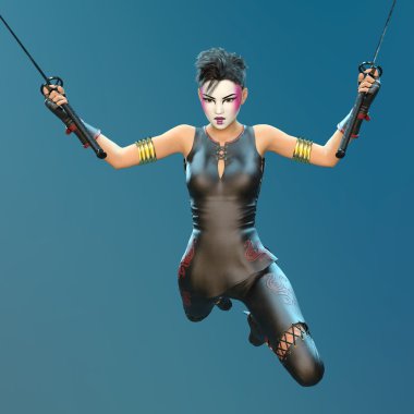 kadın bir eskrimci 3d cg render
