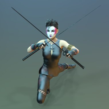 kadın bir eskrimci 3d cg render