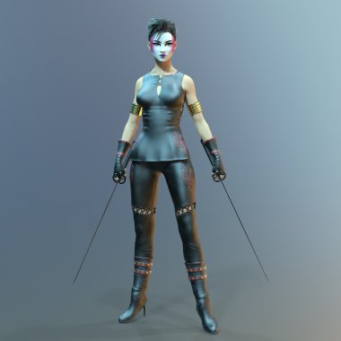 kadın bir eskrimci 3d cg render