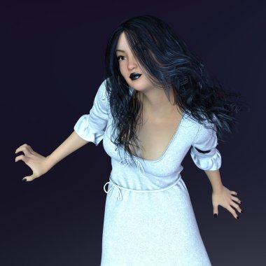 3d cg işleme bir korku makyaj kadın