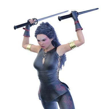 kadın bir eskrimci 3d cg render