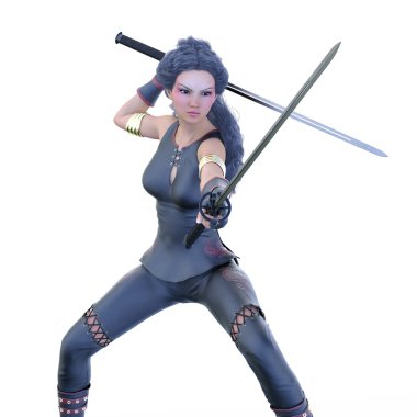 kadın bir eskrimci 3d cg render